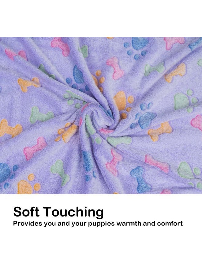 Dono 1 Pack 3 Blankets Soft Fluffy Cute Bone Pattern Fleece Pet Blanket Cat Bed Warm Sleep Mat Cute Print Design Puppy Kitten Blanket Doggy Mat Paw Print for Animals - Image 5