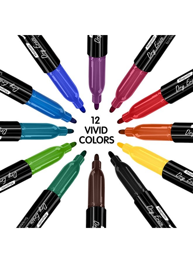 Scribbledo 36 Pack Dry Erase Markers Fine Tip Assorted Classic Colors Whiteboard Markers With Eraser Cap Thin Low Odor Skinny White Board Markers For Kids Adults Students Teachers Home School & Office - Image 3