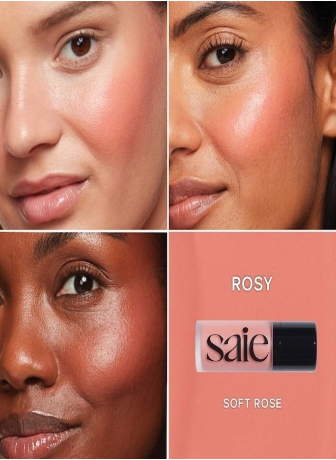 Saie SAIE Dew Blush - Lightweight Blendable Liquid Blush, Rosy - soft pink 11g for a Natural Glow  - Image 2
