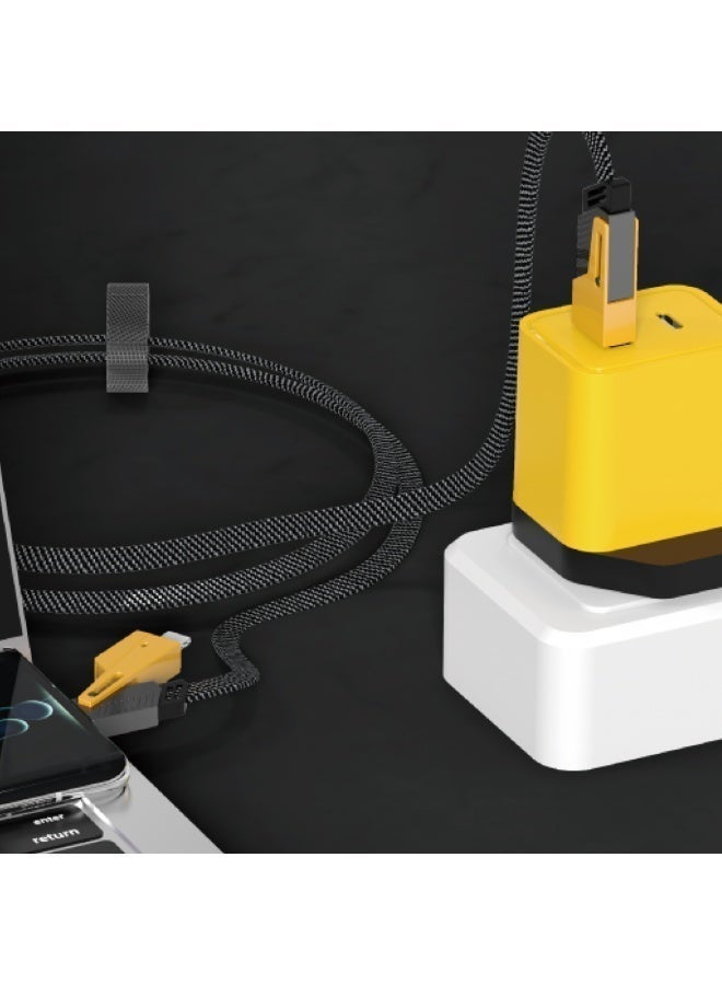 جولدن بلس شاحن سريع بقوة 45 وات القدرة القصوى 2 في1 بمنفذين USB-A و USB-C مع كابل 4-في-1 للشحن السريع ، تصميم متين وشحن فائق السرعة لجميع الهواتف - Image 4