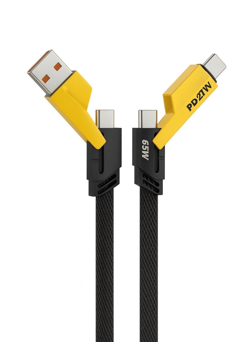 جولدن بلس شاحن سريع بقوة 45 وات القدرة القصوى 2 في1 بمنفذين USB-A و USB-C مع كابل 4-في-1 للشحن السريع ، تصميم متين وشحن فائق السرعة لجميع الهواتف - Image 3