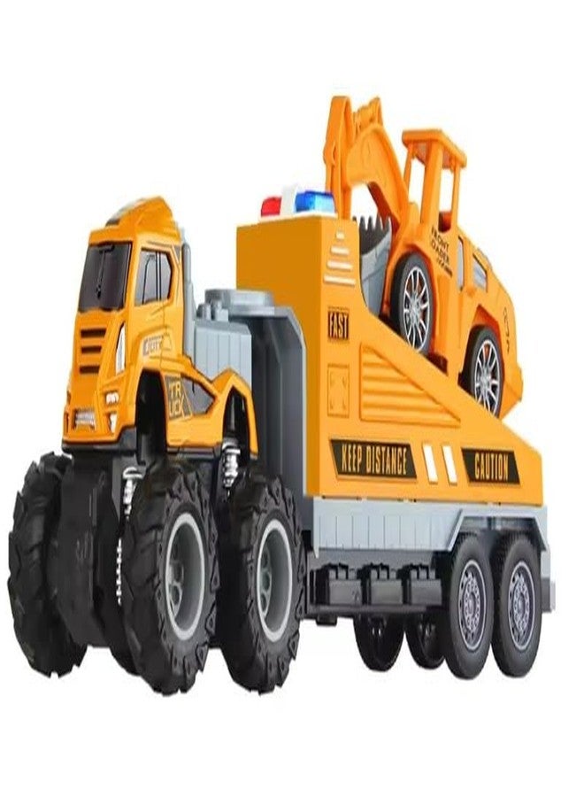 ISTOSY 1:43 Die cast Alloy Engineering Excavator Truck with Friction Powered Construction Transport Truck Toys for Kids Boys Girls (Multicolor) - Image 1