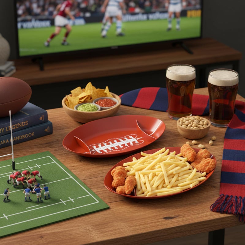 Wiwiqing 2 Pcs Football Serving Trays Plastic Game Day Football Theme Candy Bowls Reusable Brown Color Dessert Platter Dish for Big Game Sport Birthday Food Storage Charcuterie Board Serving Supplies - Image 5