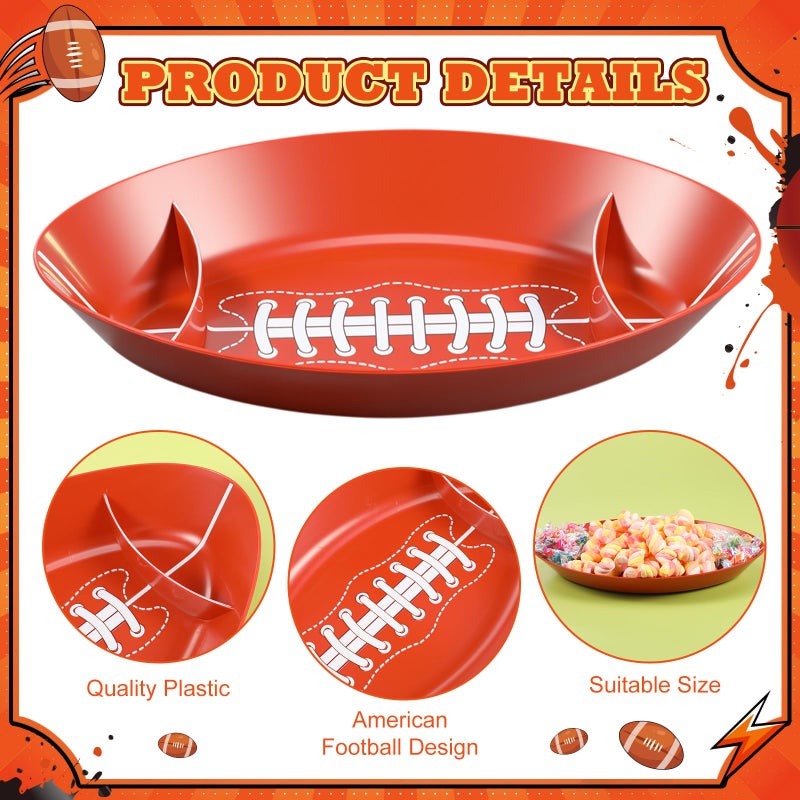Wiwiqing 2 Pcs Football Serving Trays Plastic Game Day Football Theme Candy Bowls Reusable Brown Color Dessert Platter Dish for Big Game Sport Birthday Food Storage Charcuterie Board Serving Supplies - Image 3
