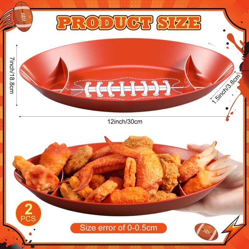 Wiwiqing 2 Pcs Football Serving Trays Plastic Game Day Football Theme Candy Bowls Reusable Brown Color Dessert Platter Dish for Big Game Sport Birthday Food Storage Charcuterie Board Serving Supplies - Image 2