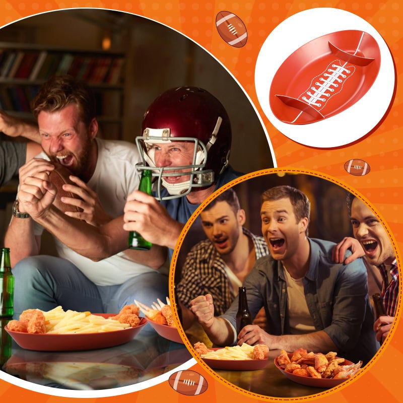 Wiwiqing 2 Pcs Football Serving Trays Plastic Game Day Football Theme Candy Bowls Reusable Brown Color Dessert Platter Dish for Big Game Sport Birthday Food Storage Charcuterie Board Serving Supplies - Image 4