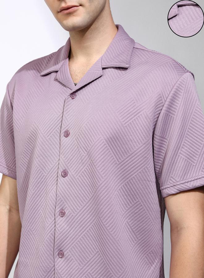 HIGHLANDER Textured Relaxed Fit Collared Shirt - Image 5
