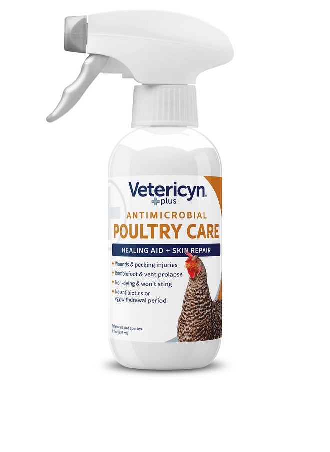 Vetericyn Plus Poultry Care Spray | Healing Aid And Skin Repair For Chicken Wounds, Pecking Injuries, Bumblefoot, Vent Prolapses, And More. 8 Ounces  - Image 1