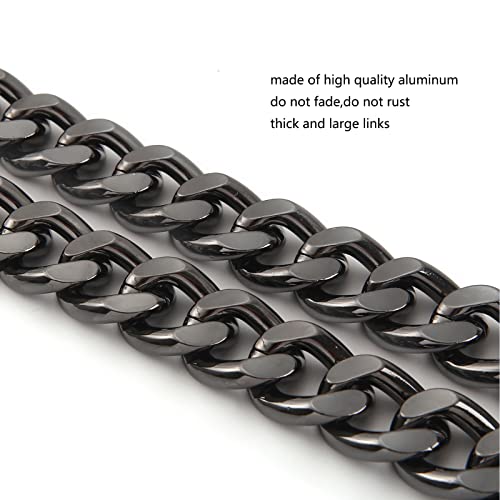 Yichain 42''Substantial Big Metal Cross-Body Chain Purse Strap Replacement for Mini Wallet,Waist Pack,Chest Bag (Black Grey,Large) - Image 2