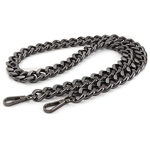 Yichain 42''Substantial Big Metal Cross-Body Chain Purse Strap Replacement for Mini Wallet,Waist Pack,Chest Bag (Black Grey,Large) - Image 1