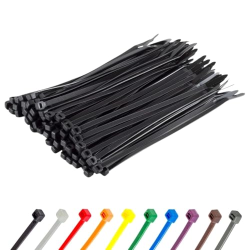GTSE 10 Inch Black Zip Ties, 100 Pack, 18lb Strength, UV Resistant Long Nylon Cable Ties, Self-Locking 10" Tie Wraps - Image 1