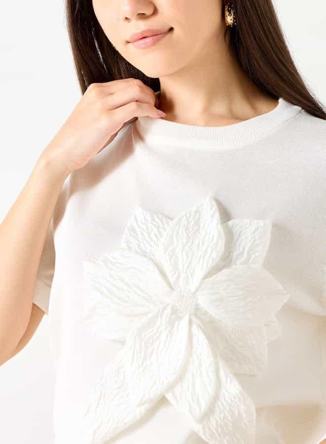 تواكستريمز تيشيرت بزخارف زهرية وأكمام قصيرة من تو إكستريمز - Image 4