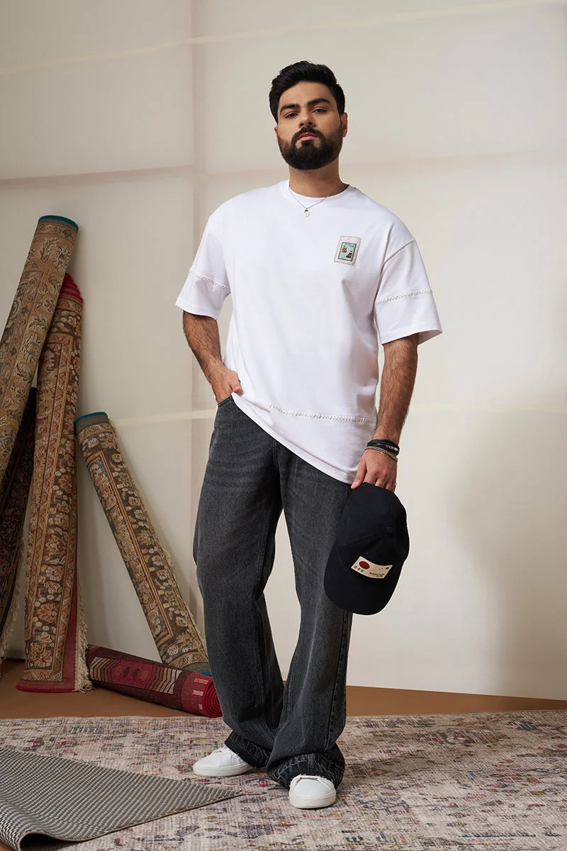 سنيتش Graphic Half Sleeve Oversized Streetwear T-Shirt