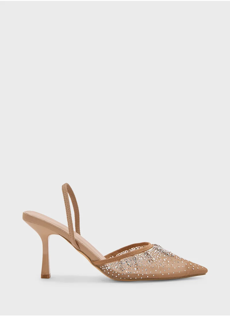 Truffle Stud Detail Double Strap Pump