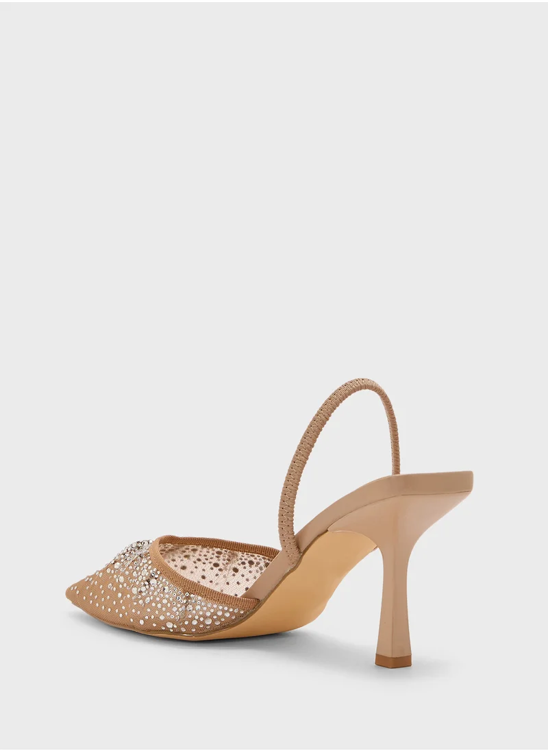 Truffle Stud Detail Double Strap Pump