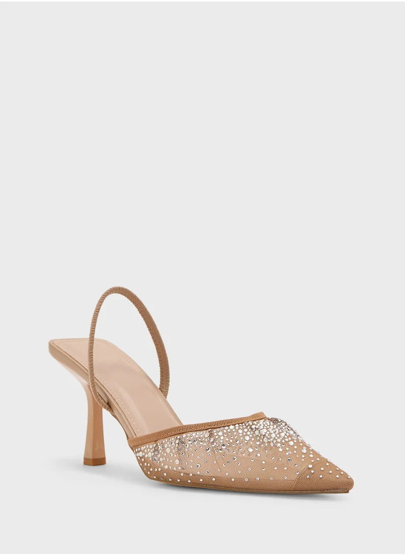 Truffle Stud Detail Double Strap Pump