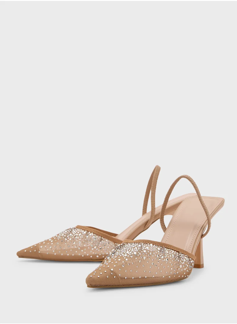Truffle Stud Detail Double Strap Pump