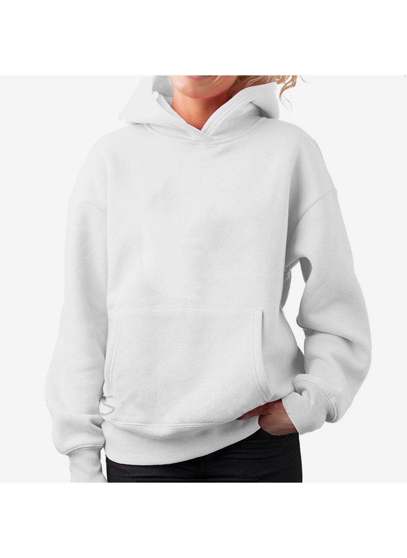 Generic - Long Sleeve Hoodie Womens Fashion Animal Print round Neck Pullover Sweatshirt Streetwear Style Comfortable Fit Polyester Fiber white hooded - Image 1