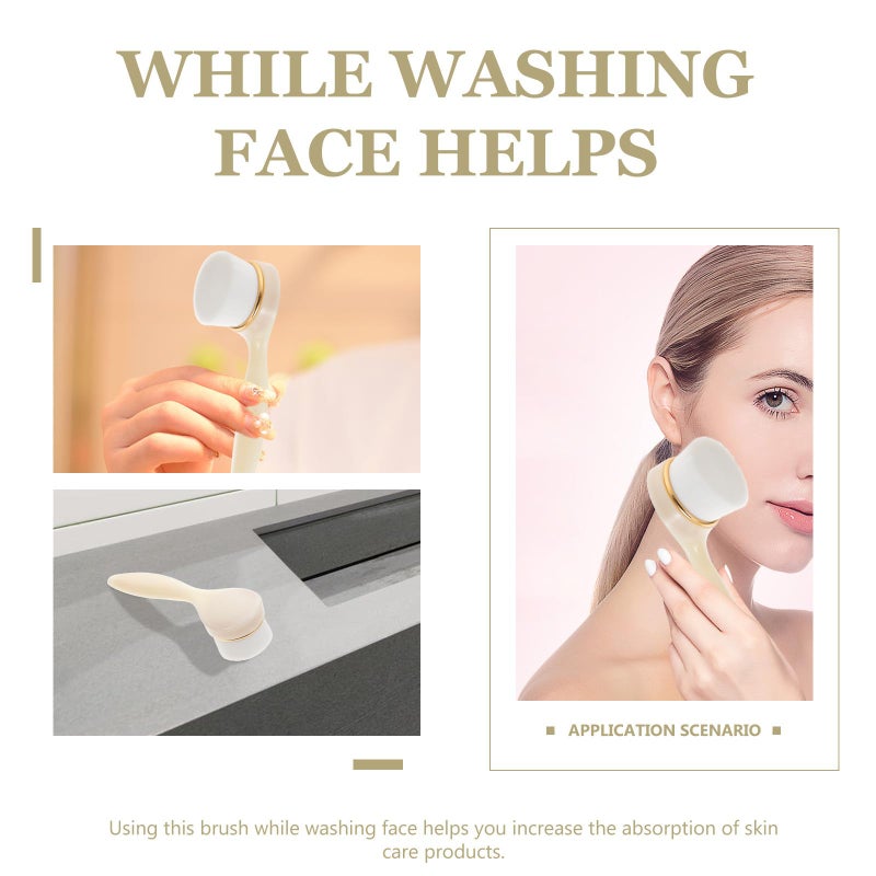 Soft Bristle Facial Cleansing Brush For Women Beige Exfoliating Tool Home Spa Daily Skincare - Image 4