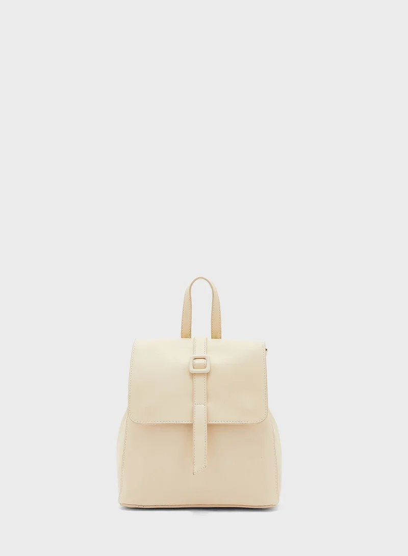 Ginger Pu Buckle Detail Backpack