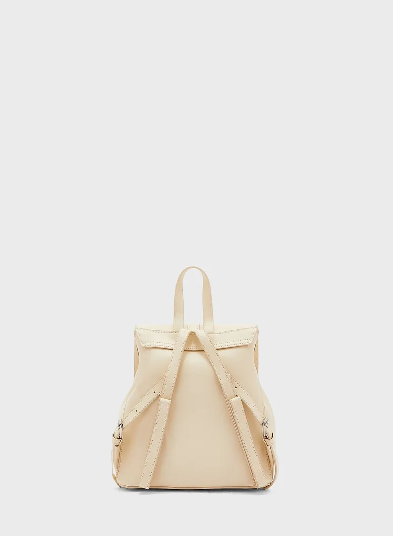 Ginger Pu Buckle Detail Backpack
