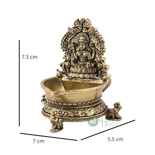 INDICAST Religious Brass Diya for Puja | 3" Laxmi Design Arti Deepak Deepam Oil Lamp for Worship and Festivities | Perfect for Pooja Rituals (Weight - 100gm) - Image 5