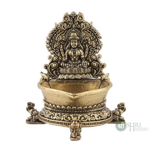 INDICAST Religious Brass Diya for Puja | 3" Laxmi Design Arti Deepak Deepam Oil Lamp for Worship and Festivities | Perfect for Pooja Rituals (Weight - 100gm) - Image 4