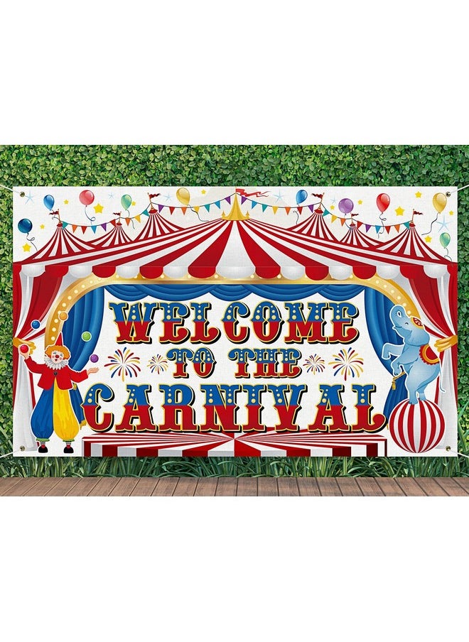 Remagr - Large Circus Carnival Backdrop 84 X 60 Inch Welcome To The Carnival Banner Backdrop Photo Background For Carnival Circus Theme Party Decorations Birthday Party Supplies Photo Props - Image 1