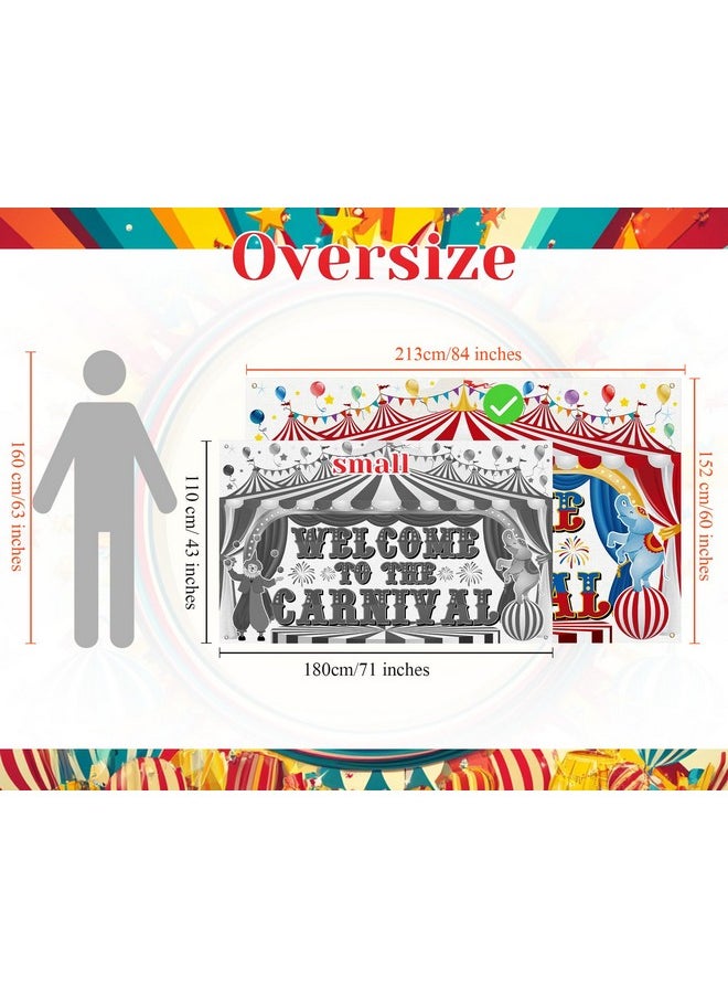 Remagr - Large Circus Carnival Backdrop 84 X 60 Inch Welcome To The Carnival Banner Backdrop Photo Background For Carnival Circus Theme Party Decorations Birthday Party Supplies Photo Props - Image 1