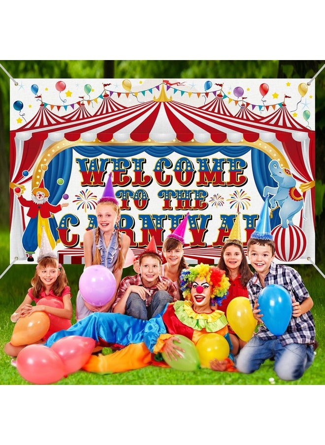 Remagr - Large Circus Carnival Backdrop 84 X 60 Inch Welcome To The Carnival Banner Backdrop Photo Background For Carnival Circus Theme Party Decorations Birthday Party Supplies Photo Props - Image 1