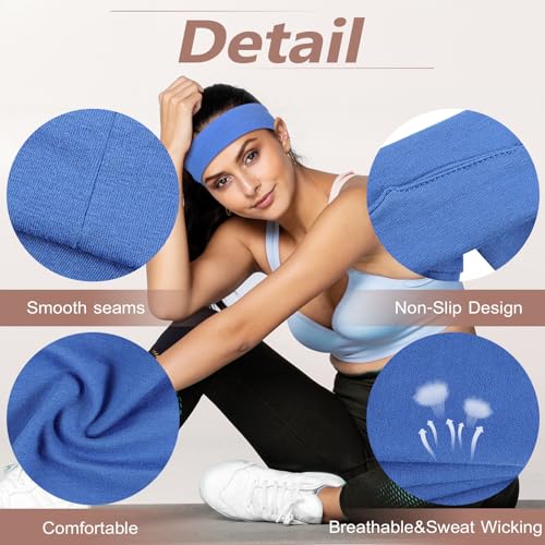 DiyJibb Headbands for Women, Stretchy Non Slip Soft Cotton Cloth Hair Bands for Sports, Workout, Yoga and Running, 7pcs - Image 4