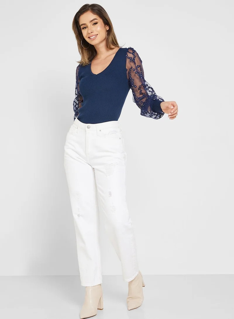 ONLY V-Neck Knitted Top