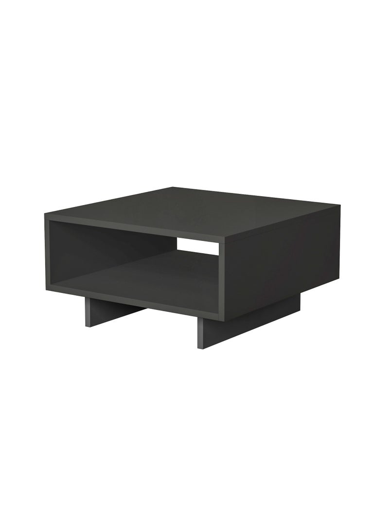 Mourah Home Hola Modern Square Coffee Table Centre Table for Living Room Office Industrial Sofa Table| for Small Spaces Living Room Bedroom|32x60x60CM | Dark Grey - Image 5
