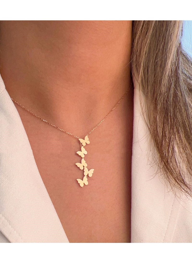 Satinior - Vintage Butterfly Element Titanium Steel Necklace Gold Tone Plated - Image 1