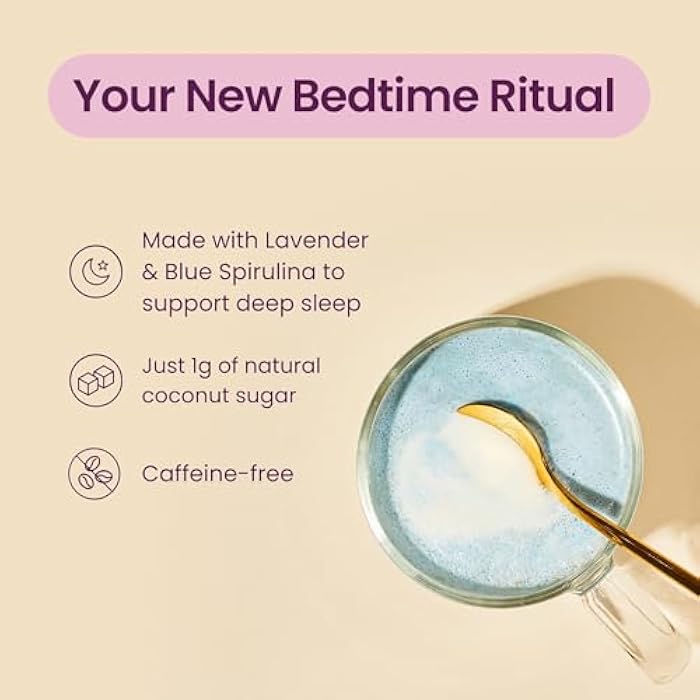 Blume Blue Lavender Superfood Latte Powder – Organic Lavender Tea Powder, Blue Spirulina, Blue Butterfly Pea Flower Tea, Chamomile, Coconut Milk - Caffeine Free, Vegan, 1g Sugar - 25 Servings - Image 3
