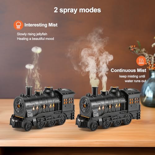 HIROGA Train Diffuser 300ml, Aromatherapy Diffuser Cool Mist Ultrasonic Aroma Train Diffuser with Remote Control 2 Light 2 Mist Mode Auto Shut-Off for Bedroom Office Hotel(Black) - Image 4