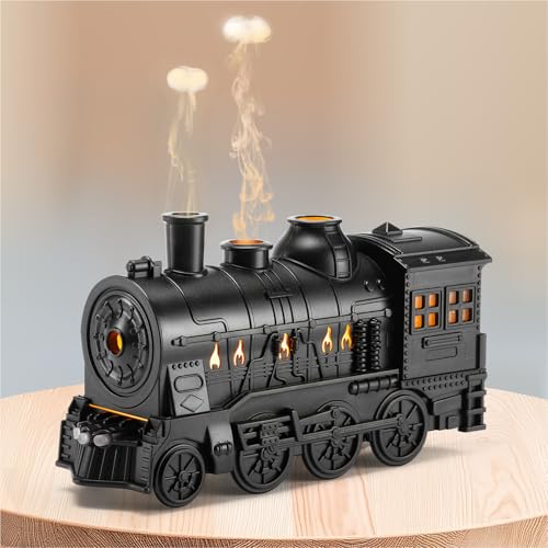HIROGA Train Diffuser 300ml, Aromatherapy Diffuser Cool Mist Ultrasonic Aroma Train Diffuser with Remote Control 2 Light 2 Mist Mode Auto Shut-Off for Bedroom Office Hotel(Black) - Image 1