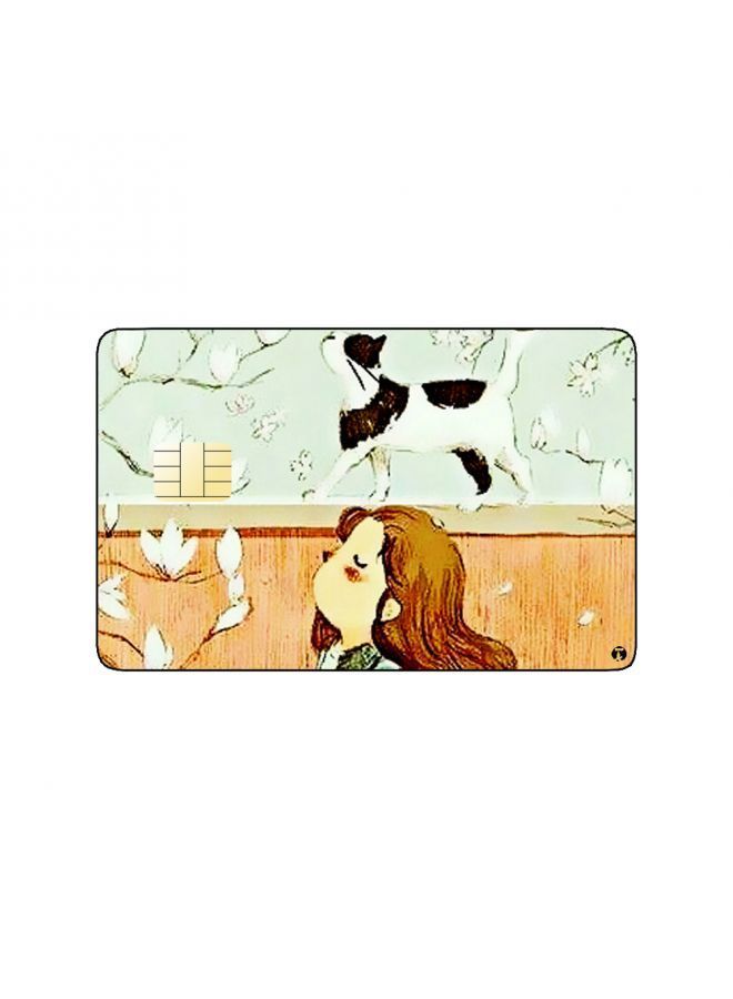 RKN PRINTED BANK CARD STICKER Cute Girl Drawing With Cat - Image 2