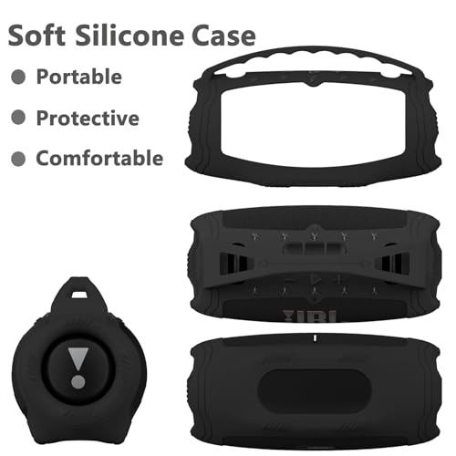 JCHPINE Silicone Cover Case for JBL Xtreme 4 Portable Bluetooth Speaker, Protective Skin Holder for JBL Xtreme 4 Portable Bluetooth Speaker Accessories (Only Case) (Black) - Image 4