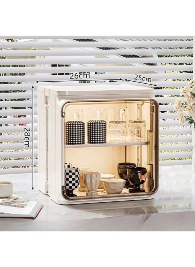 كيلا منظم أكواب وأدوات مكياج متعدد الاستخدامات للمكتب - مضاد للغبار مع صينية تصفية مياه لأكواب الشاي والقهوة والماء ومجموعة الشاي - عملي وأنيق - Image 3