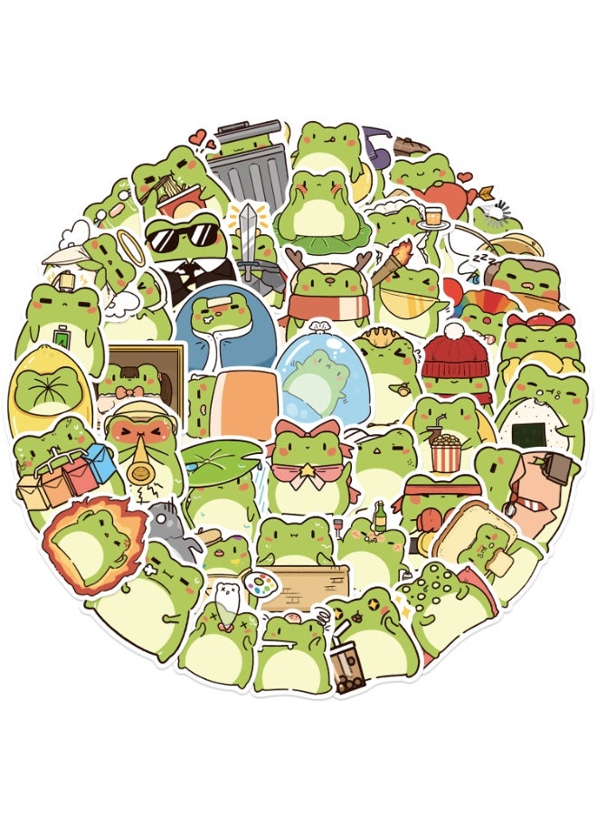 ٥٠ قطعة من ملصقات الضفادع للمراهقين والبالغين، ملصقات فينيل كرتونية على شكل حيوانات، ملصقات كاواي لتزيين زجاجات المياه وأجهزة الكمبيوتر المحمولة والقيثارات ودفاتر القصاصات - Image 1