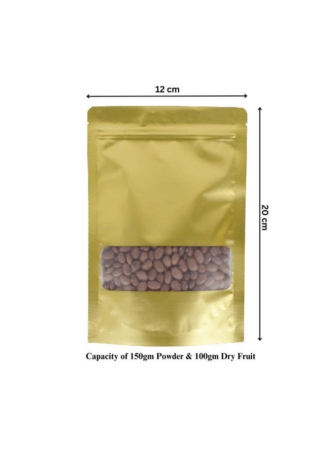DEERA Stand Up Ziplock Reusable Airtight Polyester Storage Pouch (Gold)(120mmX200mm)(Pack of 25) - Image 3