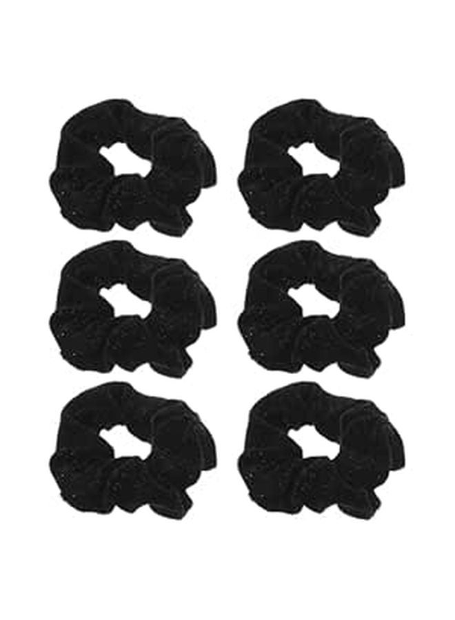 Black Velvet Scrunchies 6 Pack Soft Elastic Hair Ties For Women Everyday Use - Image 1