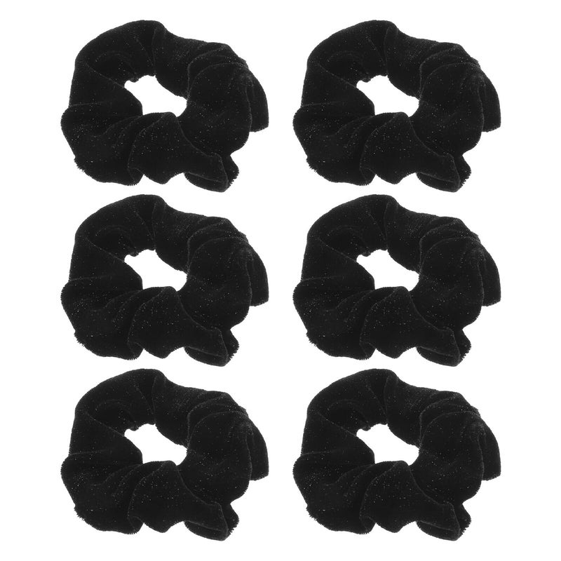 Black Velvet Scrunchies 6 Pack Soft Elastic Hair Ties For Women Everyday Use - Image 2