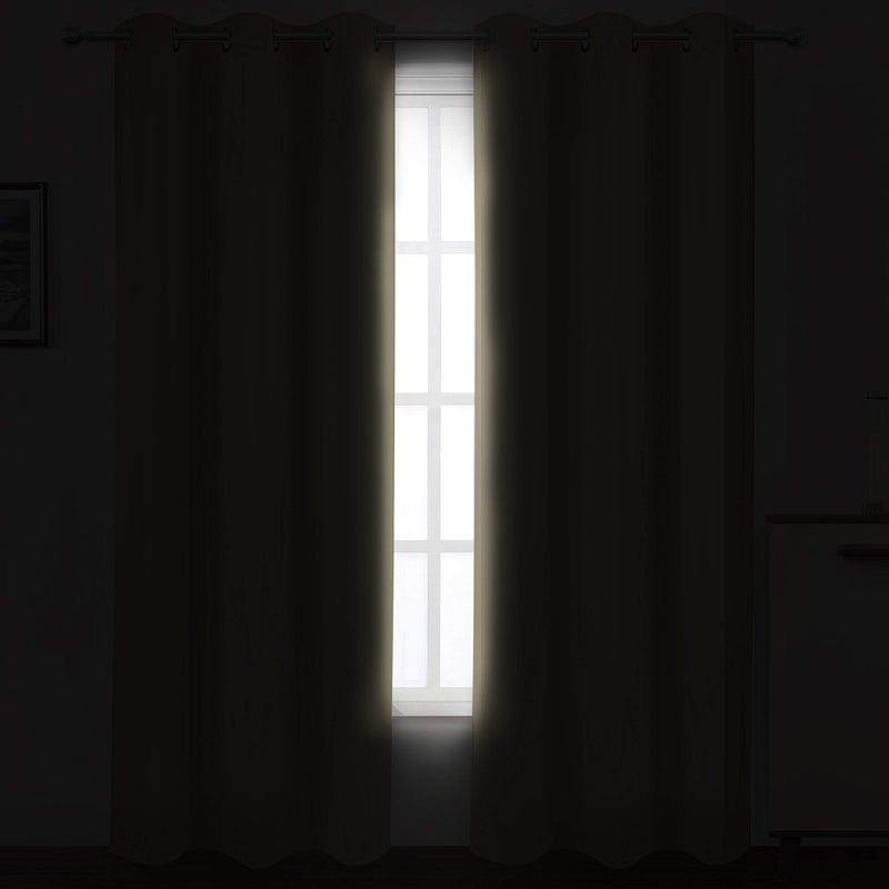 LEMOMO Beige Thermal Blackout Curtains/38 x 84 Inch/Set of 2 Panels Room Darkening Curtains for Bedroom - Image 3