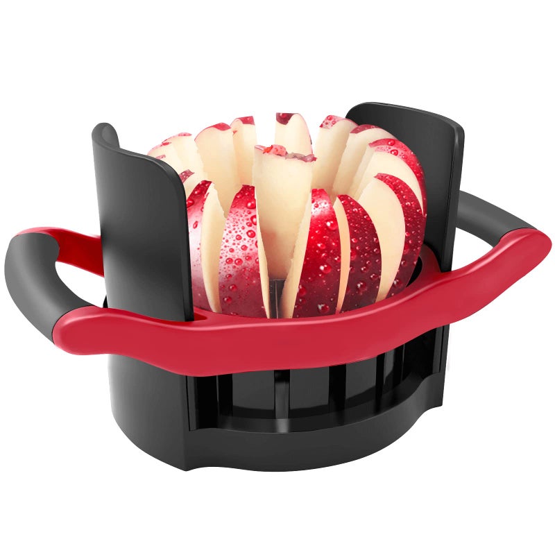 OOKUU Apple Slicer and Corer Large Size 16Blade Heavy Duty Apple Cutter with Base Upgraded Cut Apples All The Way Through Stainless Steel UltraSharp Blade Fruit  Vegetable Divider Red