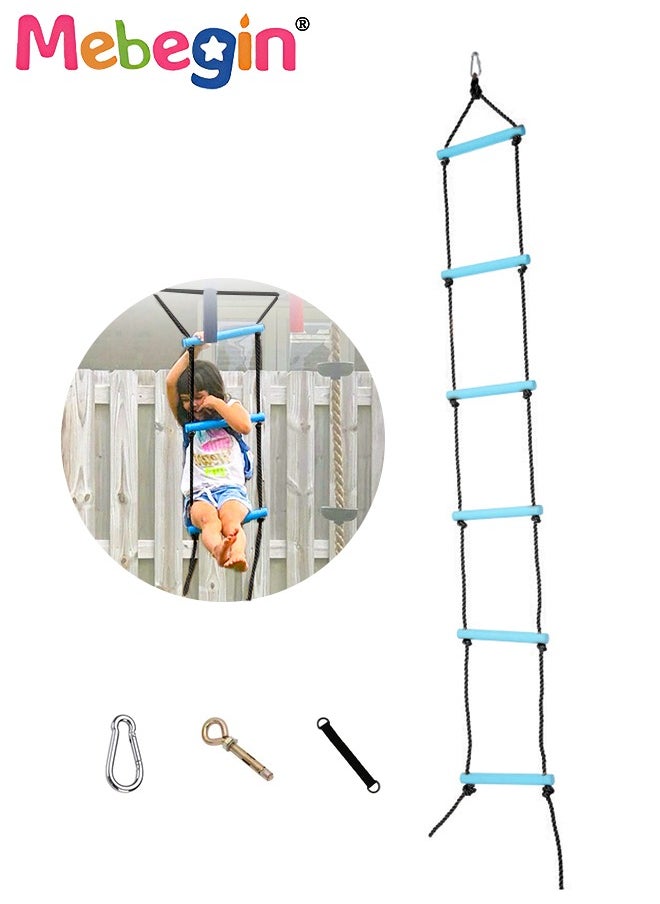 MEBEGIN - Kids Rope Ladder, Six-Section Treehouse Ladder, Children's Climbing Toys, Fun Safe Exercise Equipment, Outdoor Play Equipment, Outdoor Toys for Climbing Frame, Tree House, Dens and Play House, 200cm - Image 1