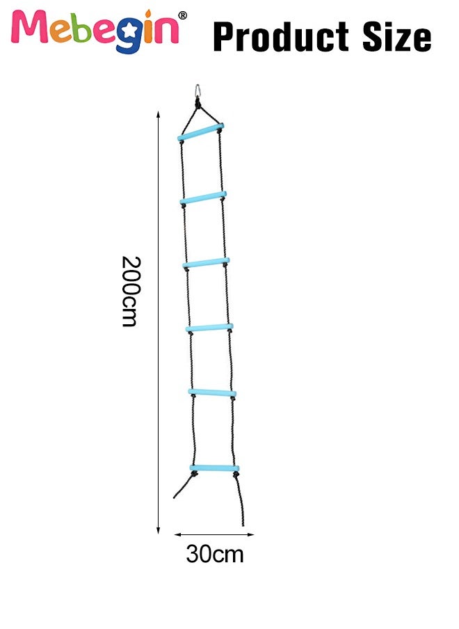 MEBEGIN - Kids Rope Ladder, Six-Section Treehouse Ladder, Children's Climbing Toys, Fun Safe Exercise Equipment, Outdoor Play Equipment, Outdoor Toys for Climbing Frame, Tree House, Dens and Play House, 200cm - Image 1