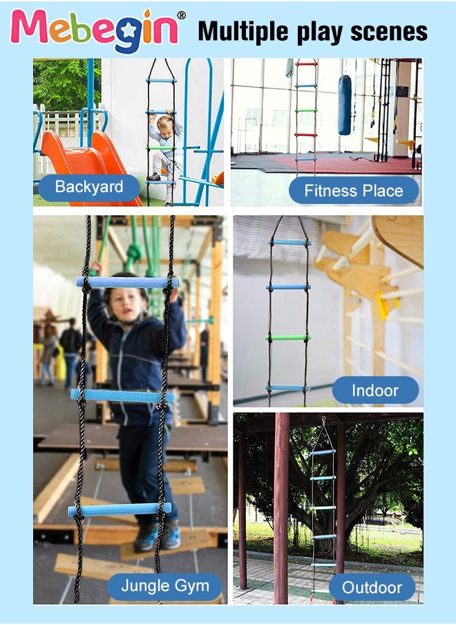 MEBEGIN - Kids Rope Ladder, Six-Section Treehouse Ladder, Children's Climbing Toys, Fun Safe Exercise Equipment, Outdoor Play Equipment, Outdoor Toys for Climbing Frame, Tree House, Dens and Play House, 200cm - Image 1