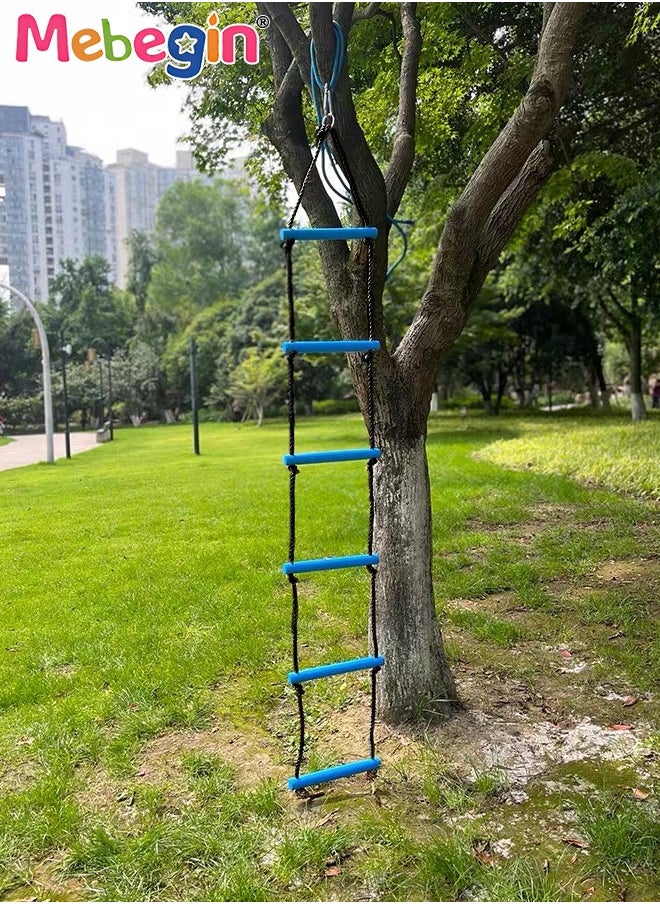 MEBEGIN - Kids Rope Ladder, Six-Section Treehouse Ladder, Children's Climbing Toys, Fun Safe Exercise Equipment, Outdoor Play Equipment, Outdoor Toys for Climbing Frame, Tree House, Dens and Play House, 200cm - Image 1